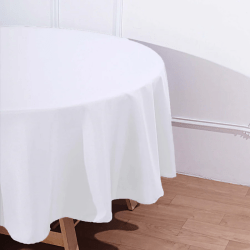 perfect white round table decoration set 1738692657305 1764217250 Polyester 90" Round Table Cloth (White)